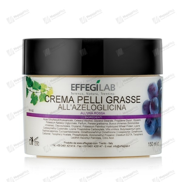 Крем нормализующий для лица с азелогицином  CREMA PELLI GRASSE 150 ml..